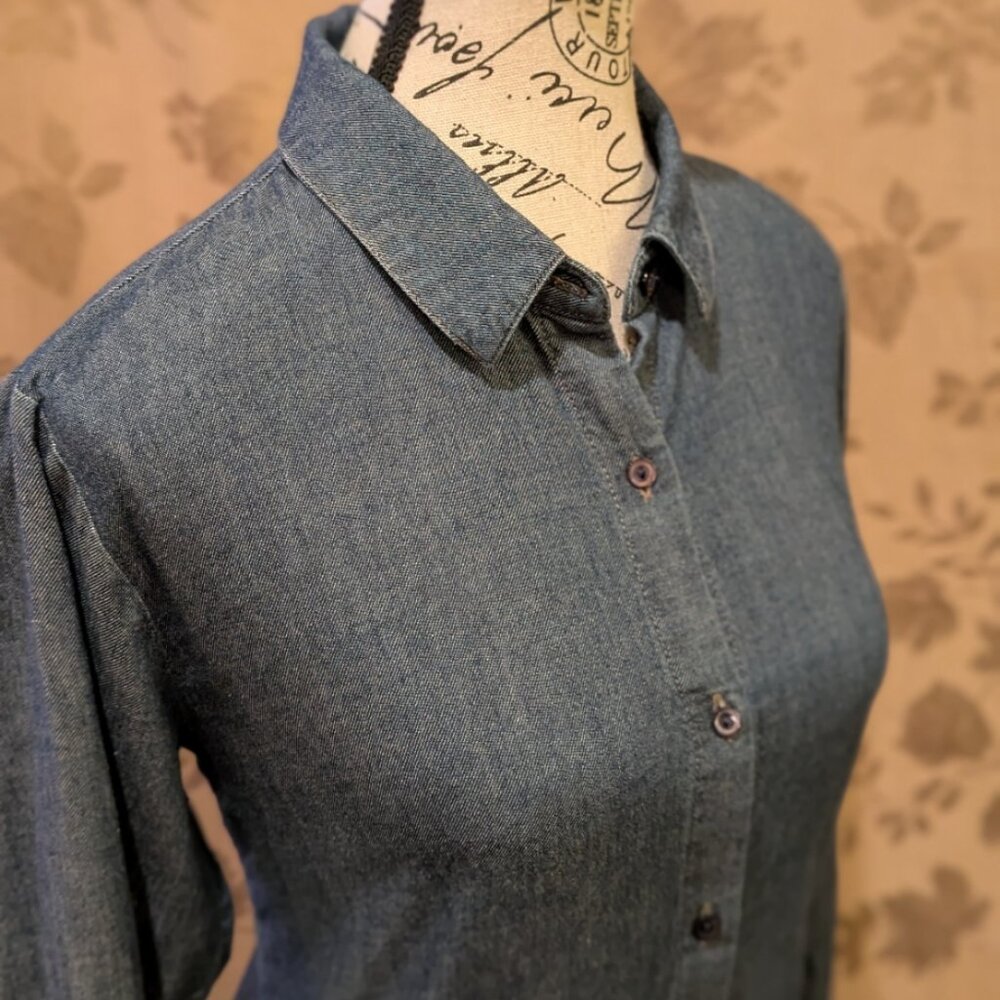 Eileen Fisher 100% Cotton Long Sleeve Button Down, Size XXS, EUC! - Picture 2 of 5